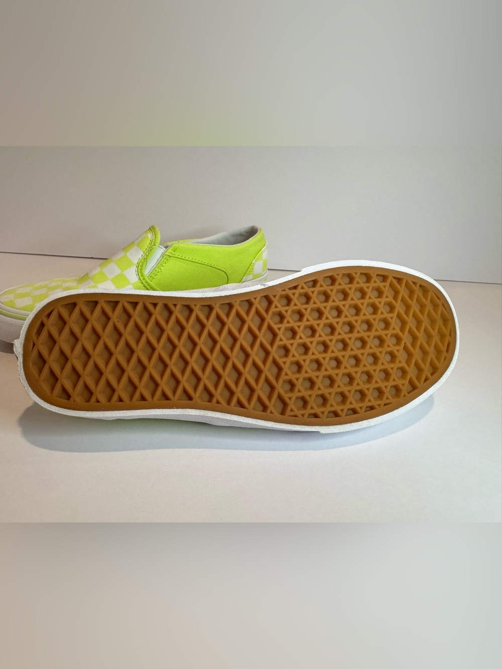 Vans Classic Slip-On Neon Green Checkered Shoes 6.5 - Picture 11 of 11